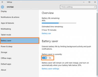 Cách bật chế độ tiết kiệm PIN win 10 khi sử dụng